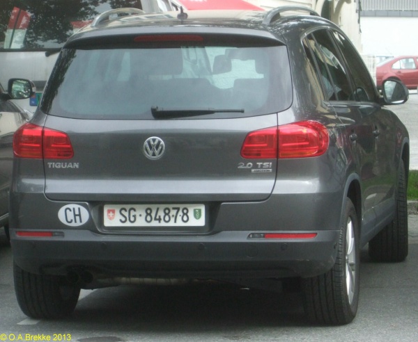 Switzerland normal series former style rear plate SG·84878.jpg (100 kB)