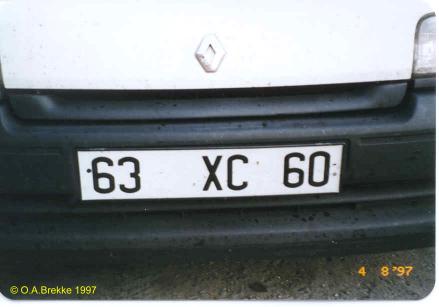 France former normal series front plate 63 XC 60.jpg (17 kB)