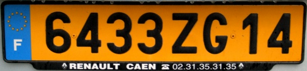 France former normal series rear plate close-up 6433 ZG 14.jpg (47 kB)