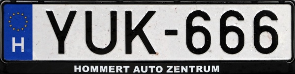 Hungary personalised plate within the former normal series YUK-666.jpg (57 kB)