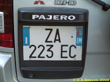 Italy normal series rear plate former style ZA 223 EC.jpg (25 kB)