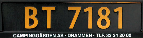 Norway four numeral series not allowed on public roads close-up BT 7181.jpg (41 kB)