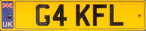 Great Britain former personalised series rear plate close-up G4 KFL.jpg (47 kB)