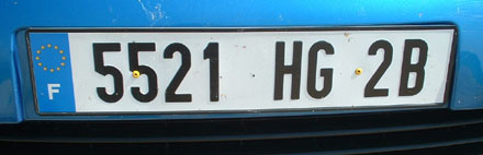 France former normal series front plate Corse 5521 HG 2B.jpg (16 kB)