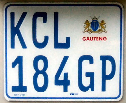 South Africa former Gauteng normal series close-up KCL 184 GP.jpg (48 kB)