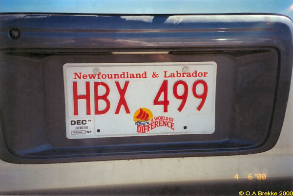 Canada Newfoundland and Labrador normal series former style HBX 499.jpg (44 kB)