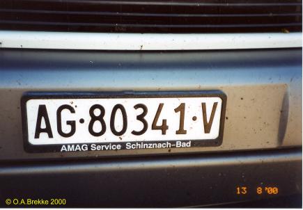 Switzerland former rental car series front plate AG·80341·V.jpg (22 kB)