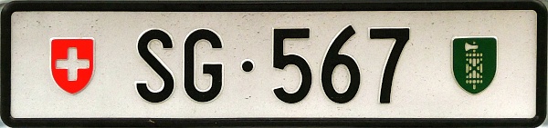 Switzerland normal series rear plate close-up SG·567.jpg (74 kB)
