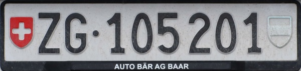 Switzerland normal series rear plate ZG·105201.jpg (52 kB)