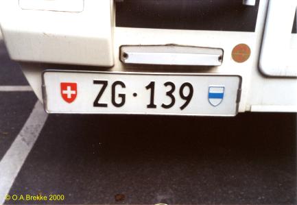 Switzerland normal series rear plate ZG·139.jpg (17 kB)