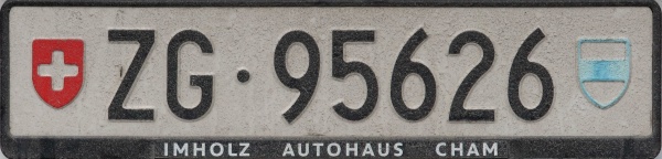 Switzerland normal series rear plate ZG·95626.jpg (61 kB)
