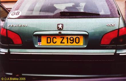 Northern Ireland normal series rear plate illegally spaced former style DCZ 190.jpg (21 kB)