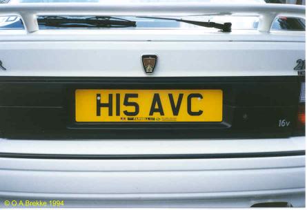 Great Britain former personalised series rear plate H15 AVC.jpg (21 kB)