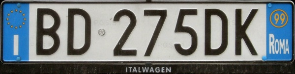 Italy normal series rear plate close-up BD 275 DK.jpg (44 kB)