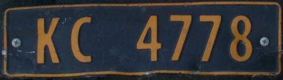 Norway four numeral series not allowed on public roads former style close-up KC 4778.jpg (29 kB)