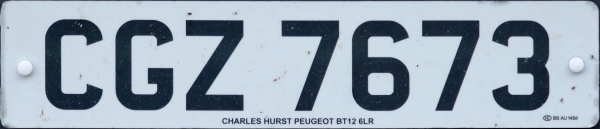Northern Ireland normal series front plate close-up CGZ 7673.jpg (45 kB)