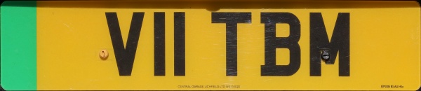 Great Britain former personalised series zero emission vehicle rear plate close-up V11 TBM.jpg (42 kB)