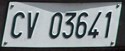 Vatican City State private vehicle series rear plate former style CV 03641.jpg (24 kB)